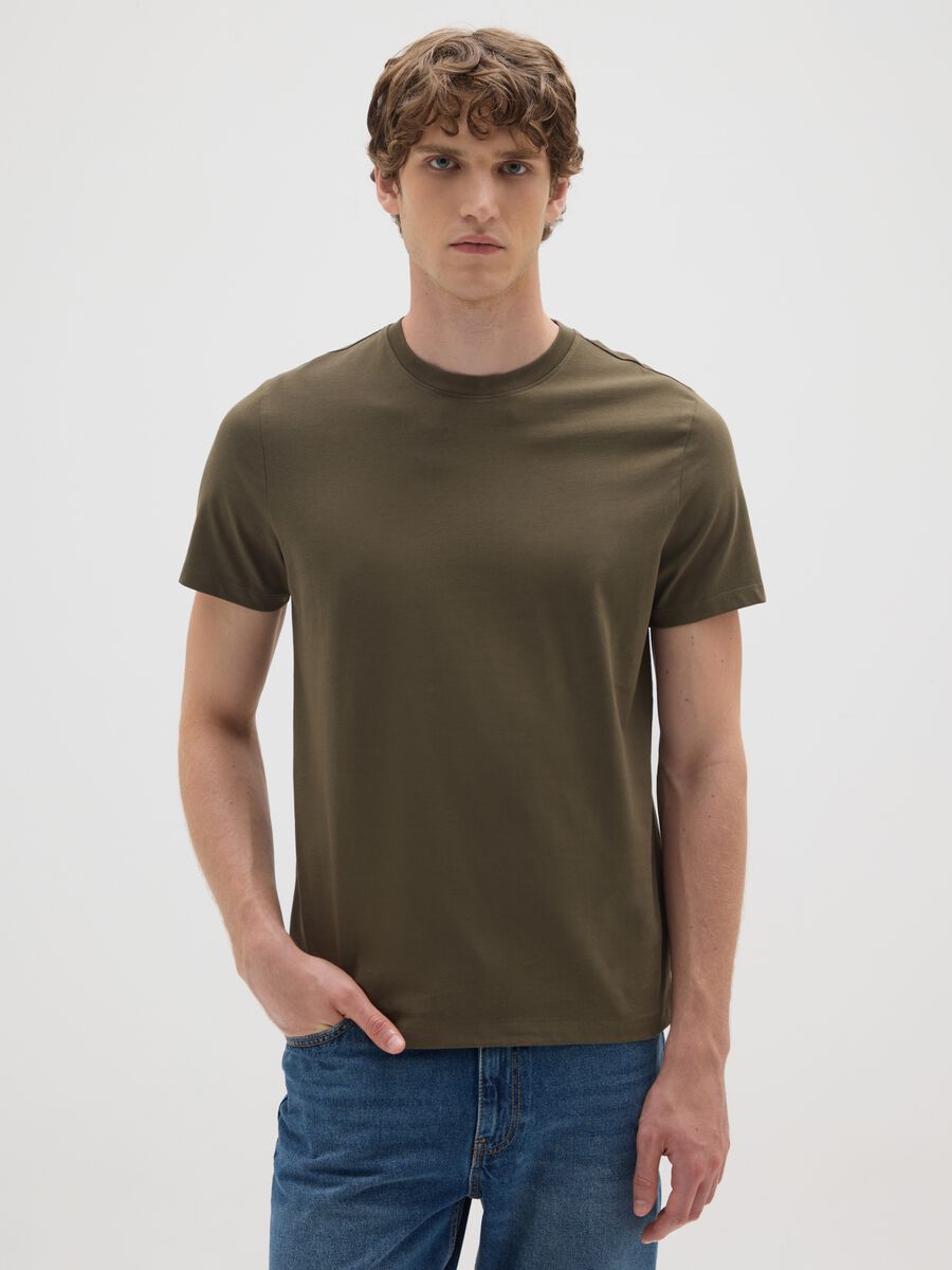 Green regular fit pure cotton T-shirt_0