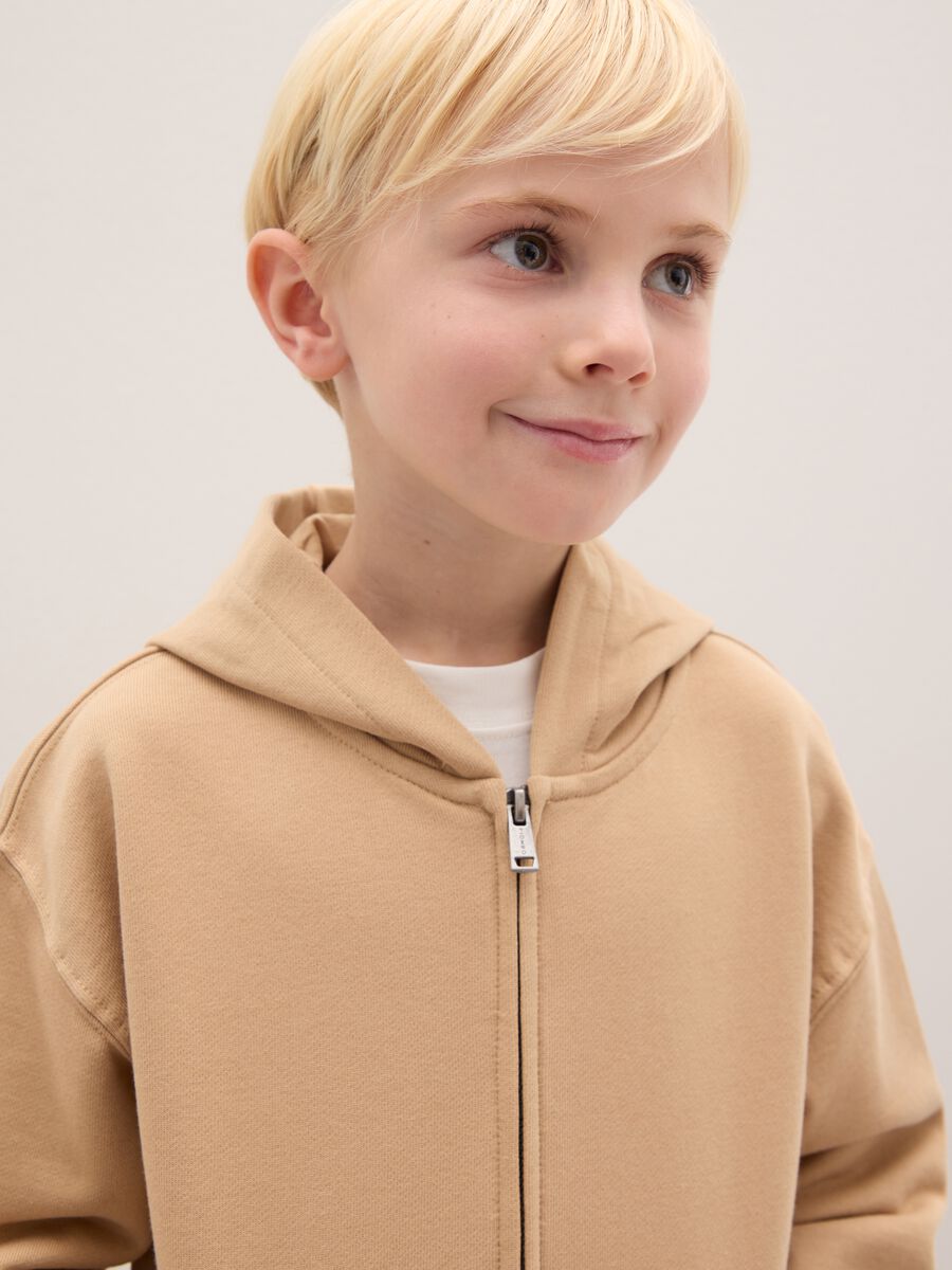 Felpa da bambino in puro cotone beige regular fit_2
