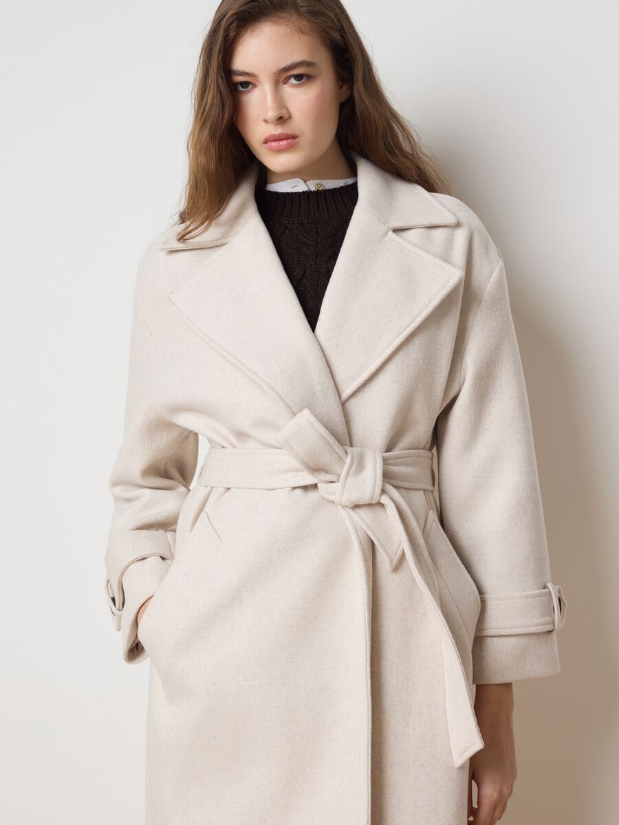 Beige wool blend coat with belt_3
