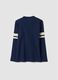 T-shirt blu in puro cotone organico con stampa college per ragazzo_1