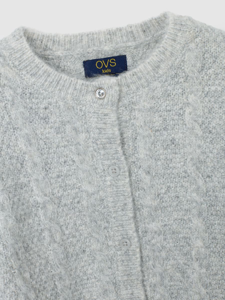 Cardigan da bambina grigio regular fit con bottoni_2