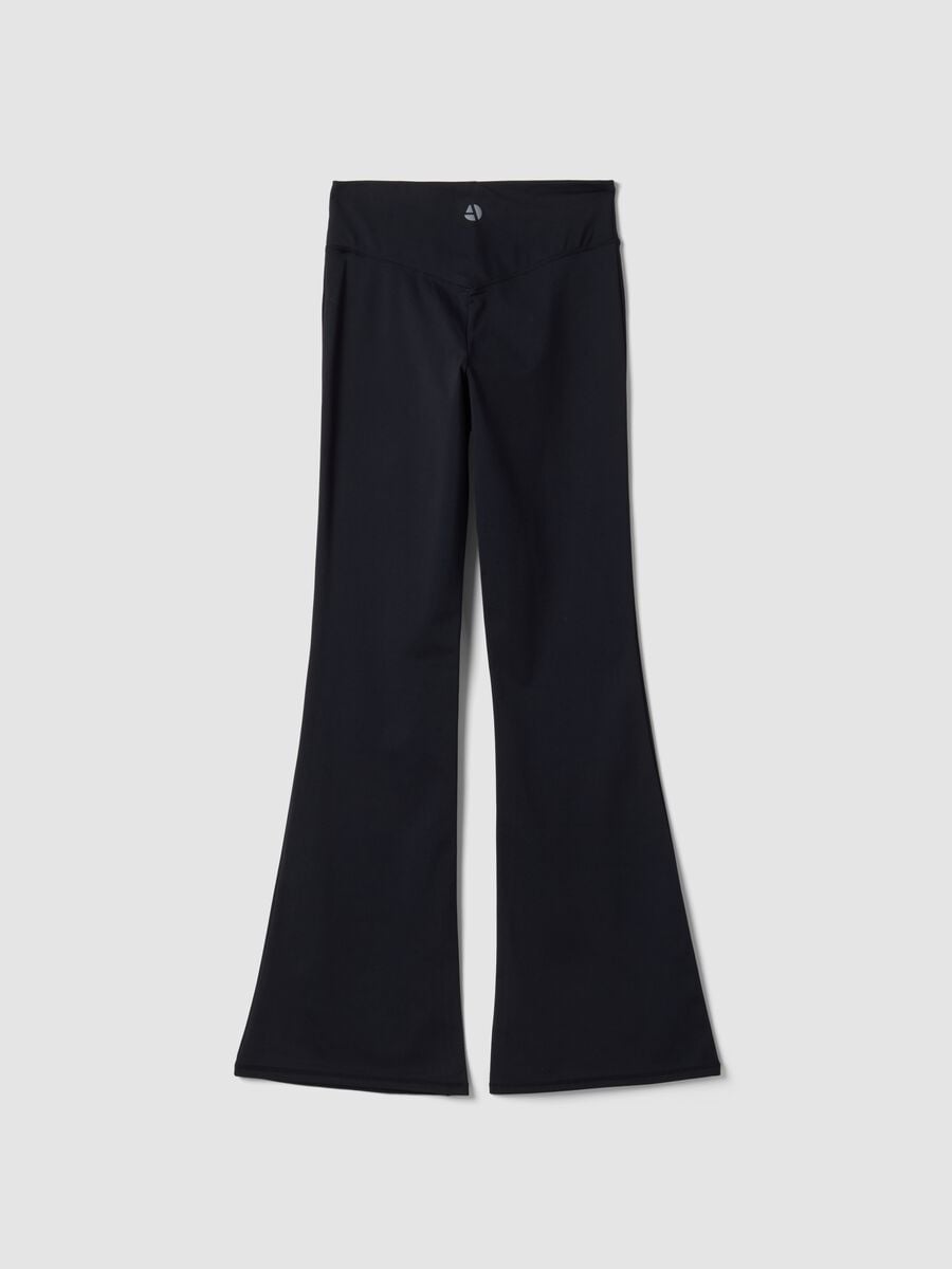 Leggings blu flare in tessuto elasticizzato_6