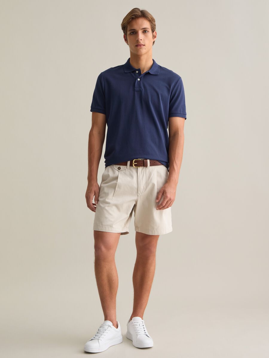 Beige Cotton Bermuda Shorts Piombo_0