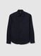 Black cotton and wool blend shirt regular fit with classic collar_0