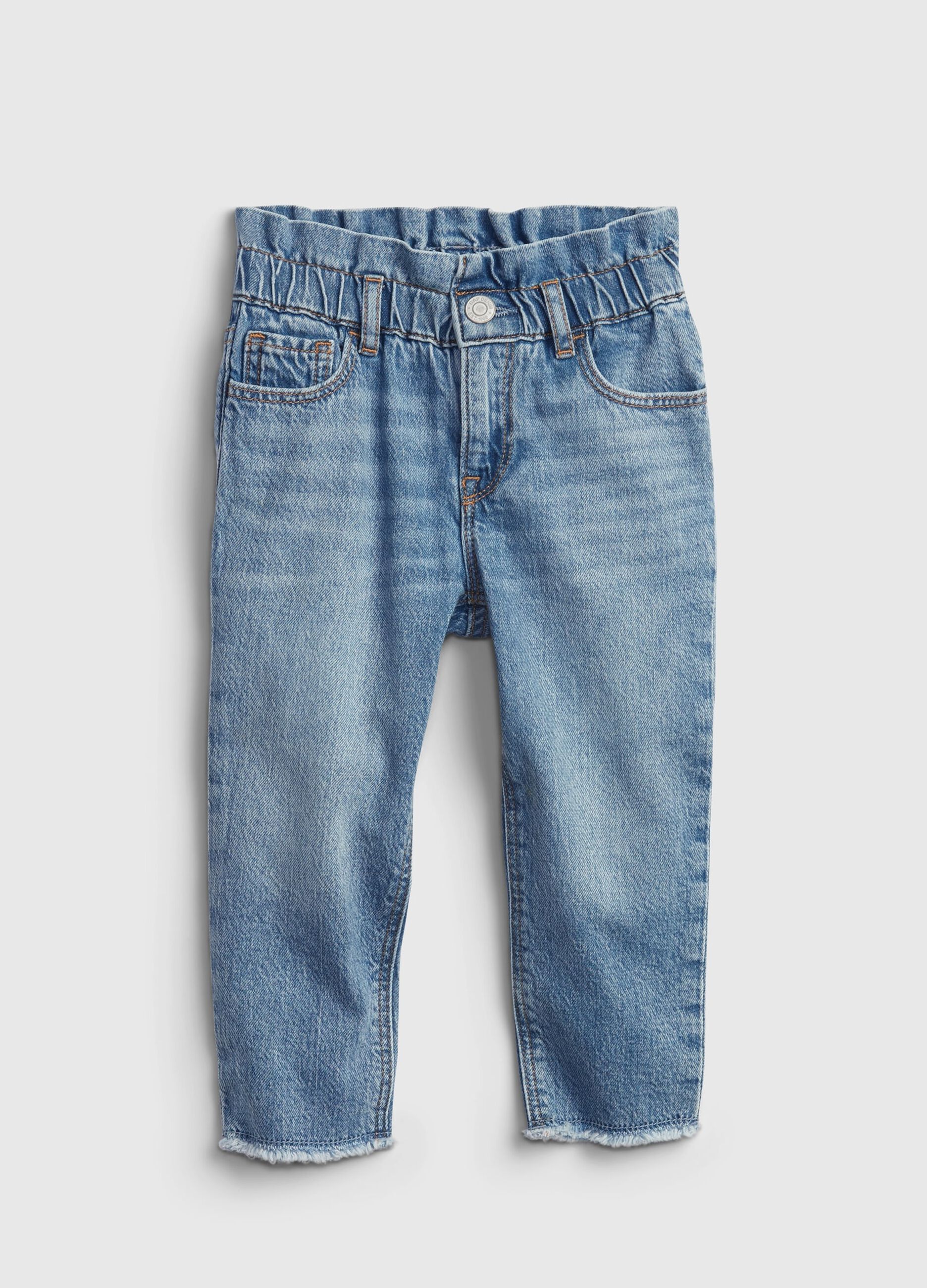 Mum-fit jeans with ruffles
