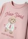 Pink organic cotton T-shirt with puppy print for girls_2