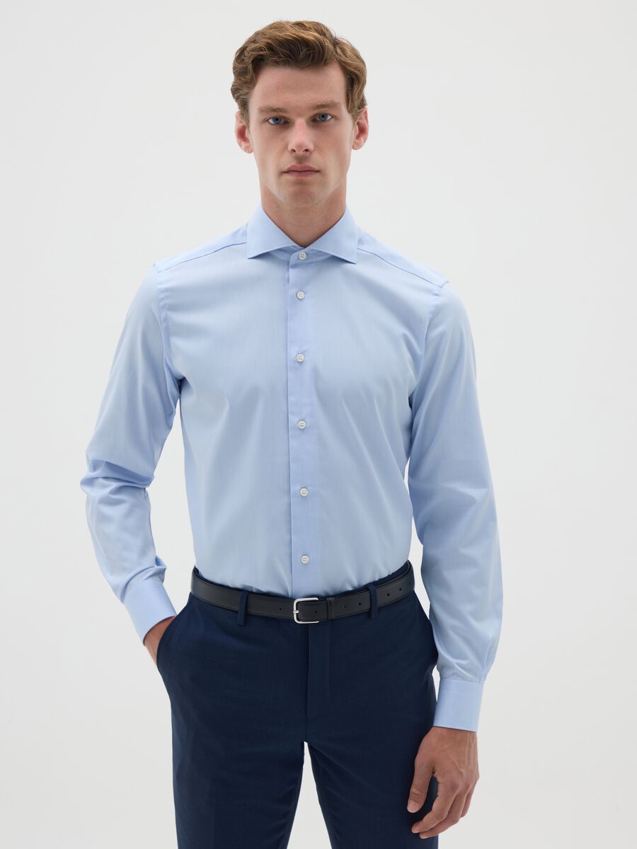 Men's Blue Slim Fit Pure Cotton Shirt_0
