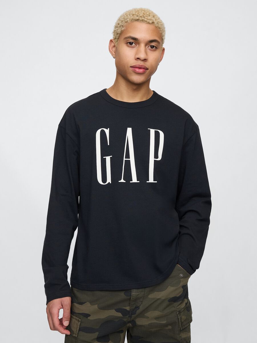 GAP Black Long Sleeve Cotton T-shirt_0