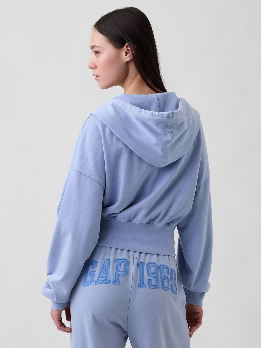 Felpa full zip in misto cotone con logo GAP e cappuccio _1
