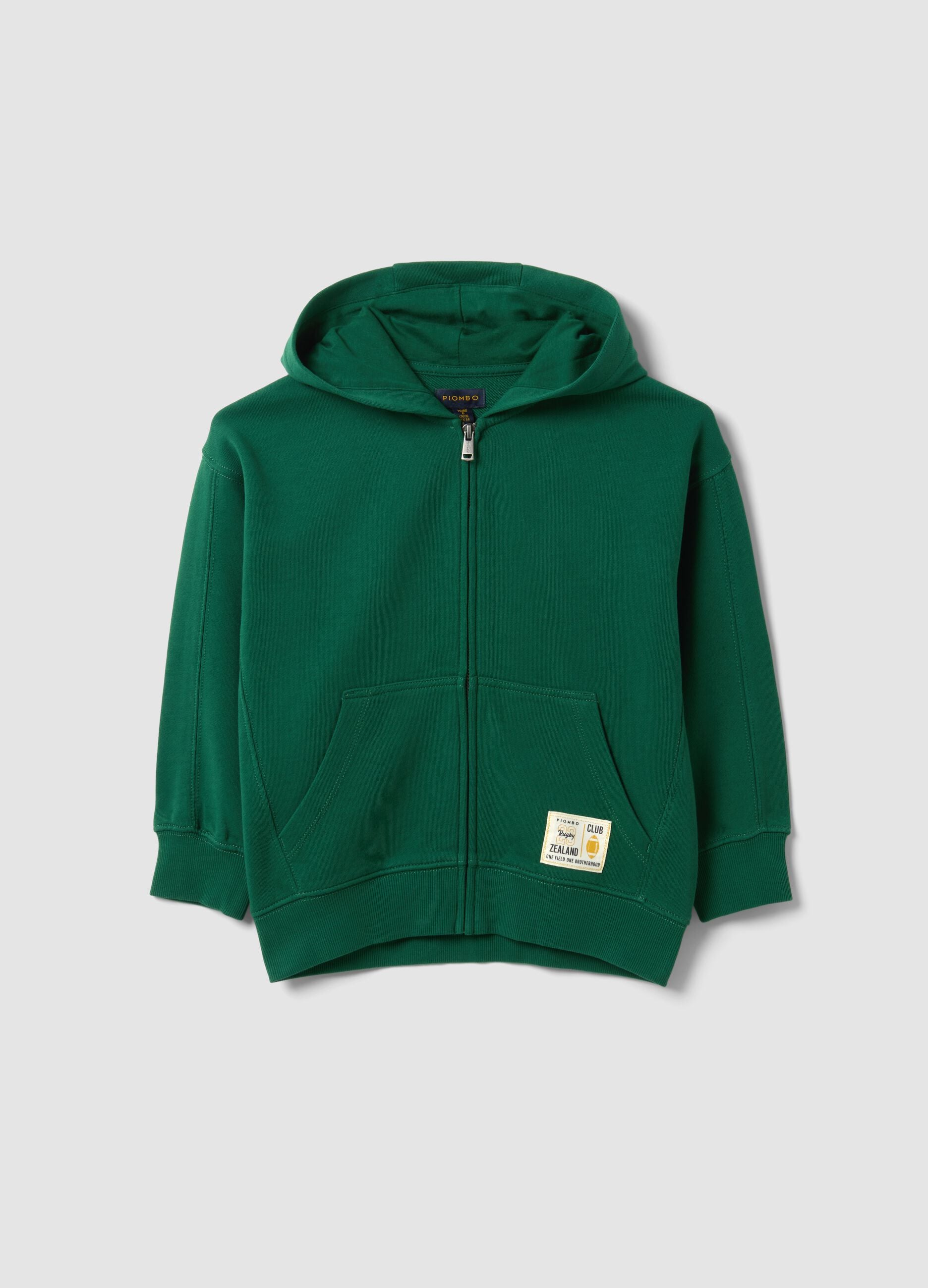 Felpa verde in puro cotone con cappuccio regular fit per bambino