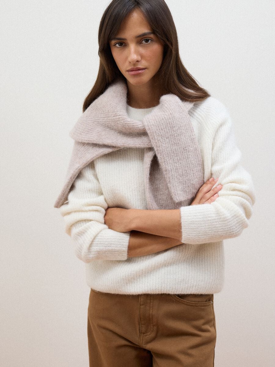 White Alpaca and Stretch Wool Crew-Neck Jumper_0
