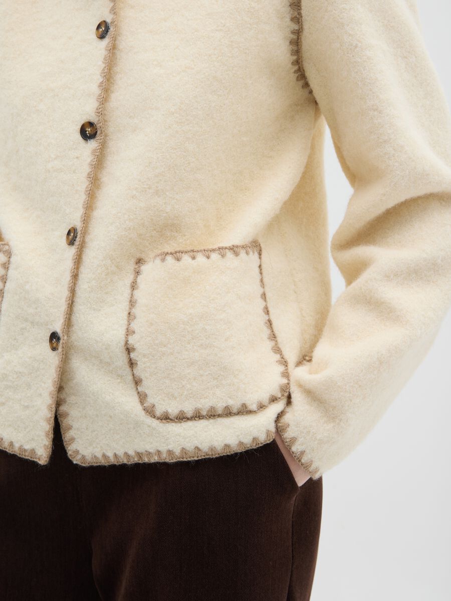 Giacca beige regular fit con bottoni e tasche_3