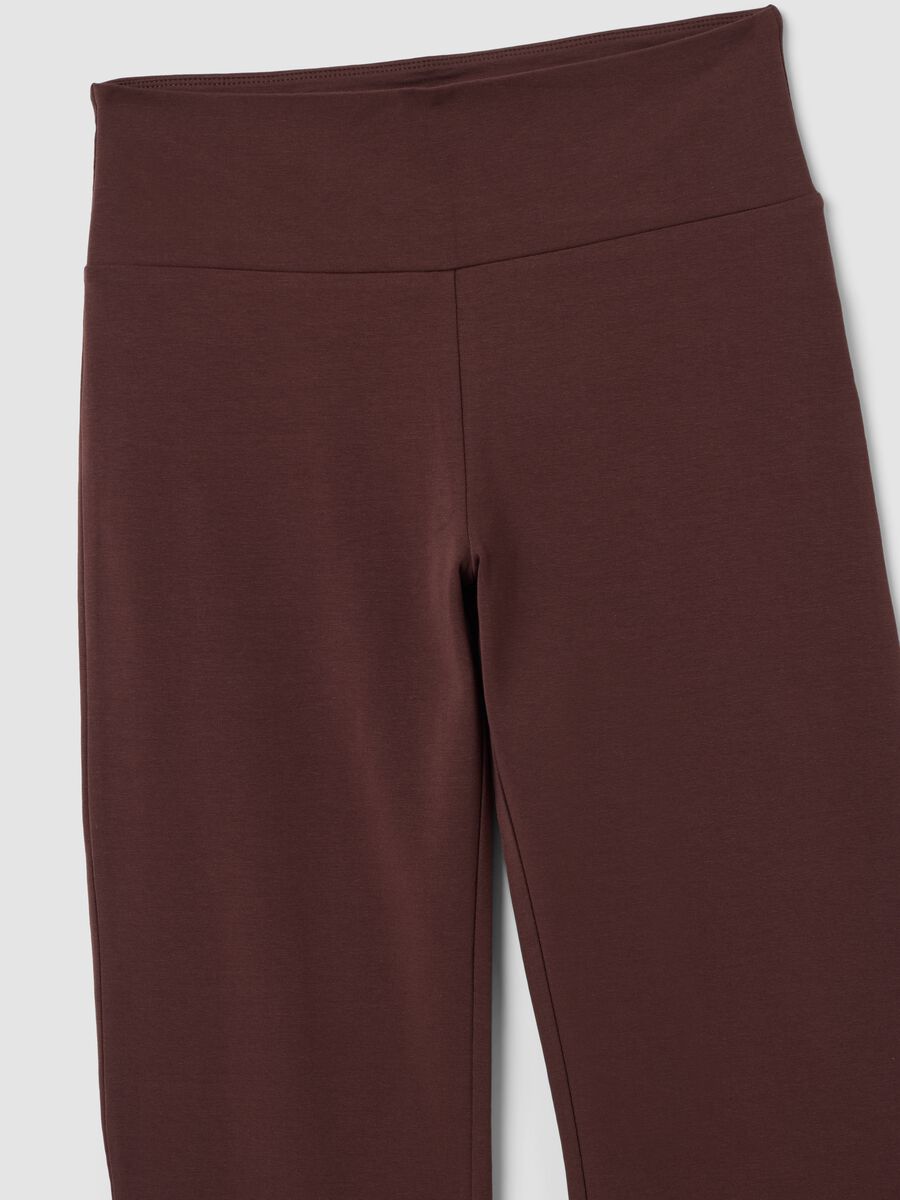Brown Flared Stretch Cotton Trousers_6