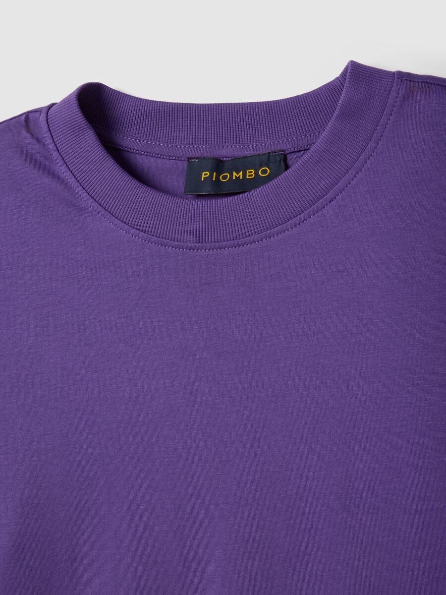Short sleeve purple pure cotton T-shirt regular fit_5