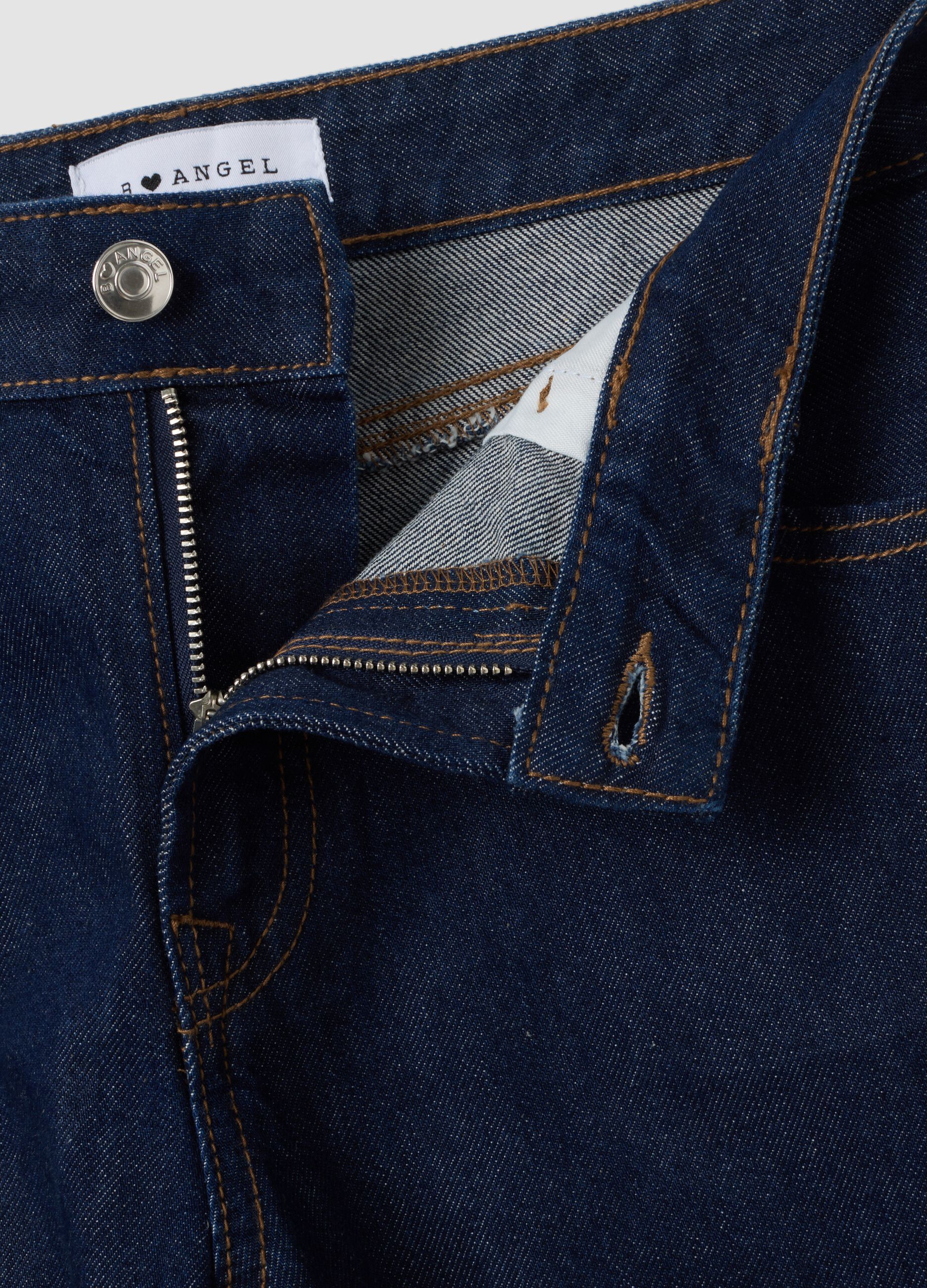 Blue denim wide-leg jeans in pure cotton