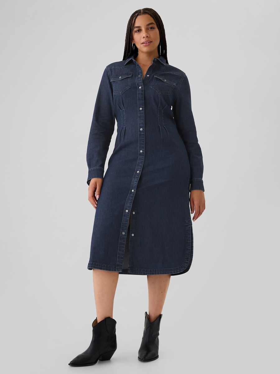 Denim shirt dress with pleats_4