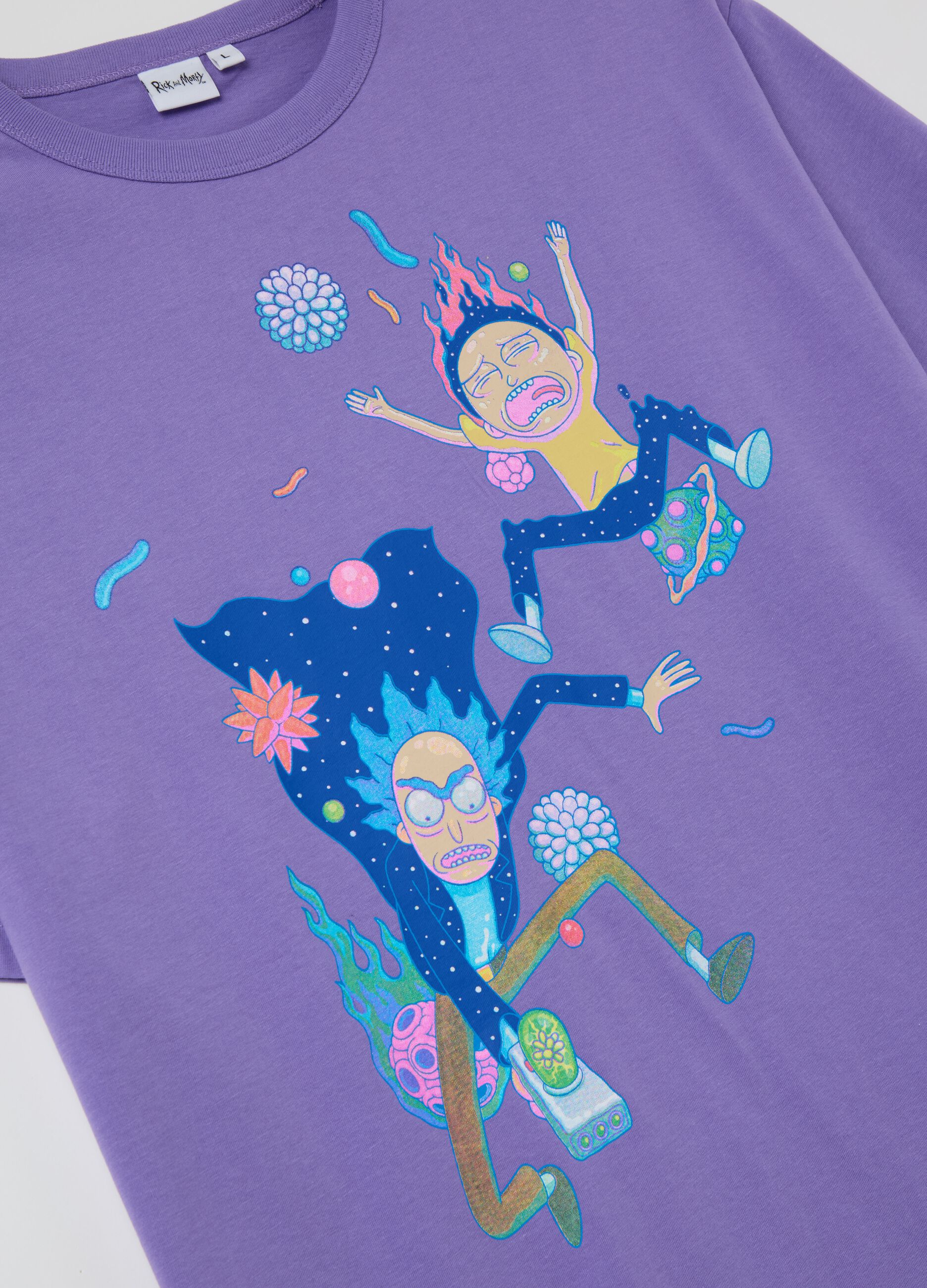 Purple T-shirt with Rick and Morty print