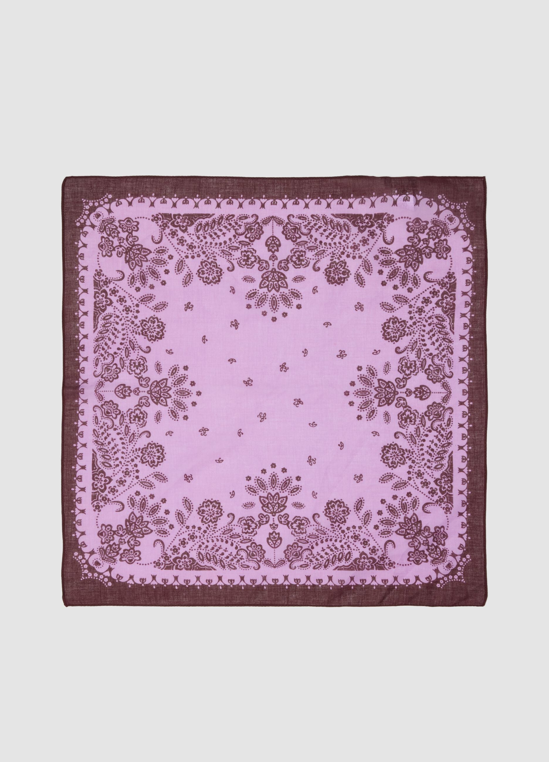 Purple pure cotton paisley-print scarf