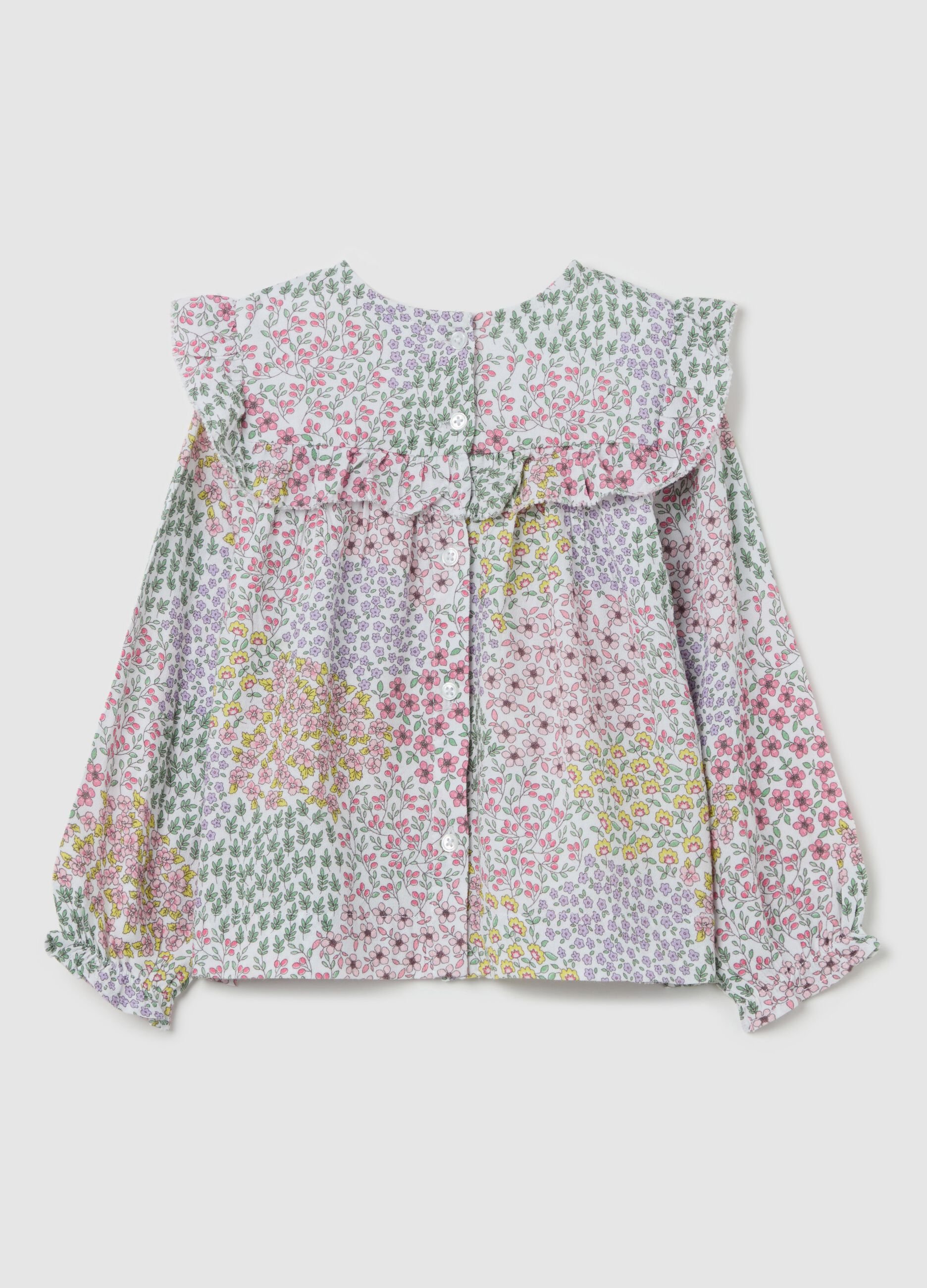Camicia floreale con rouches