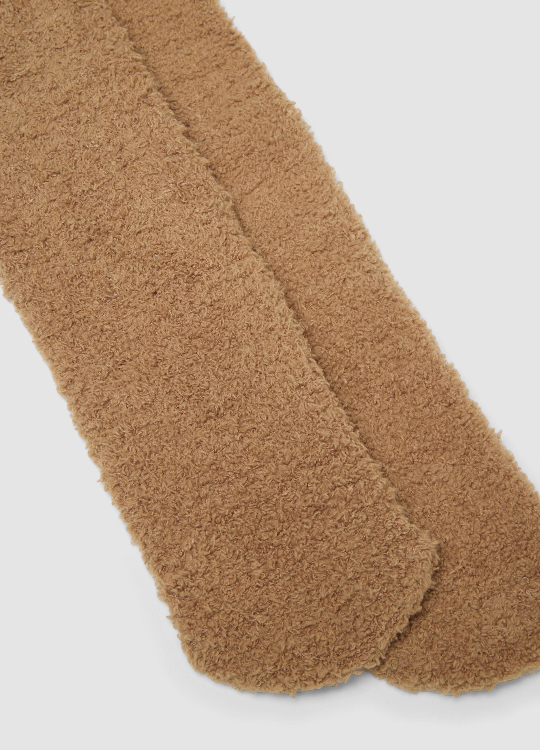 Beige stretch-fabric socks with teddy bear detail