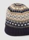 Beige jacquard knit beanie with turn-up cuff_2