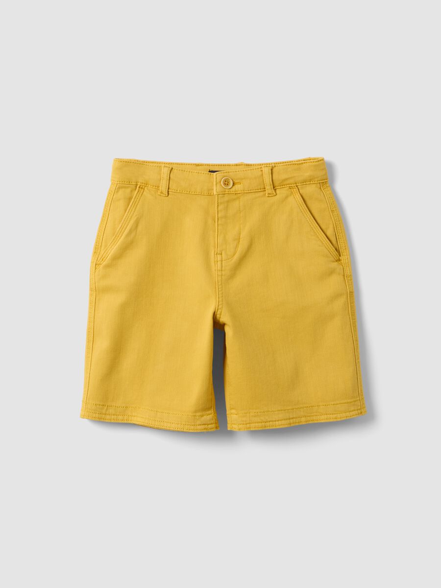 Boys' yellow cargo baggy shorts in stretch cotton_3