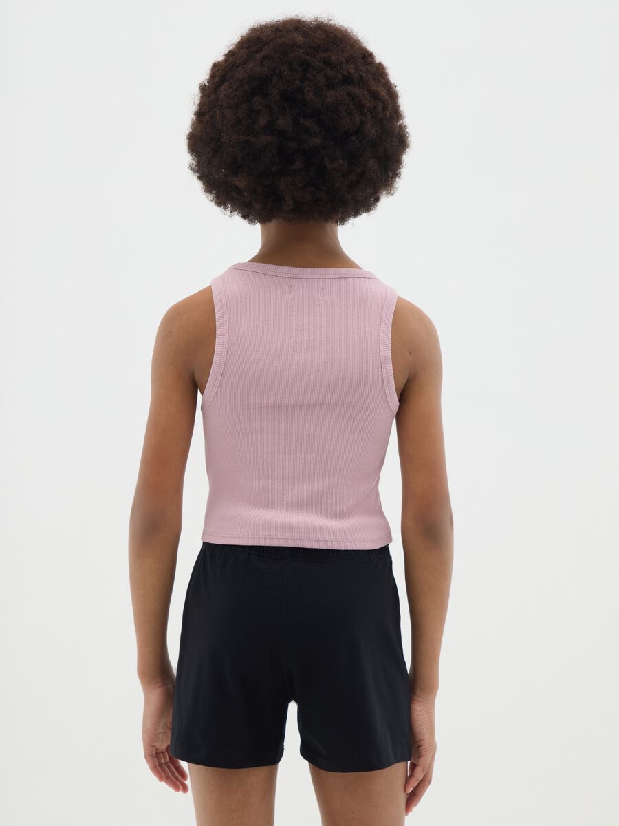 Girls' pink fitted stretch cotton tank top_2