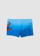 Blue stretch fabric boxer swim shorts_1