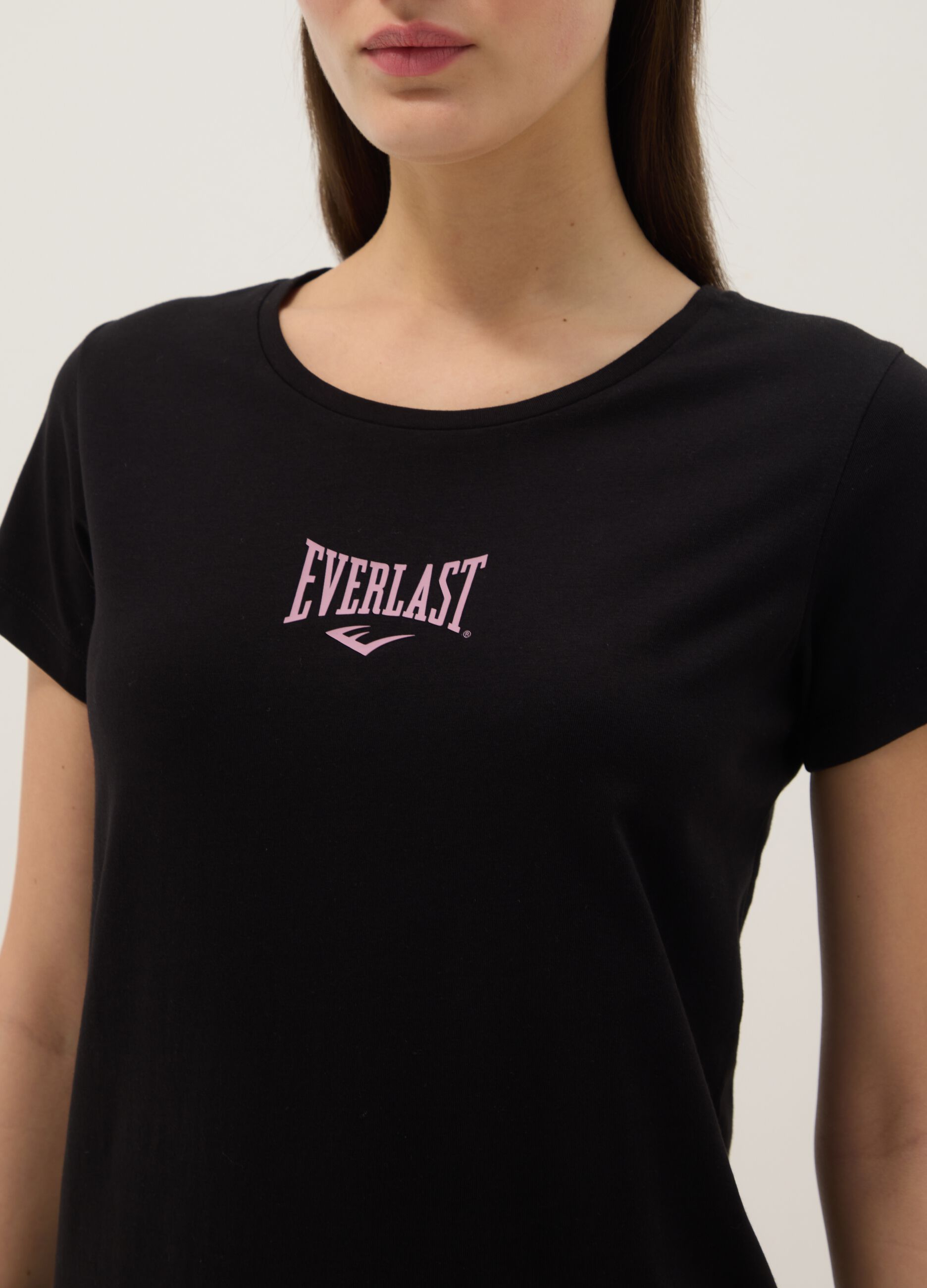 Black pure cotton regular fit T-shirt with logo