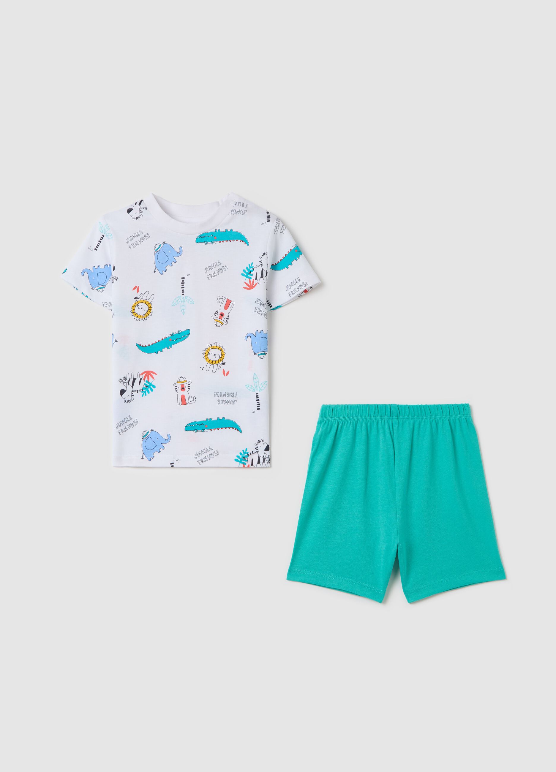 Short pyjamas with jungle print