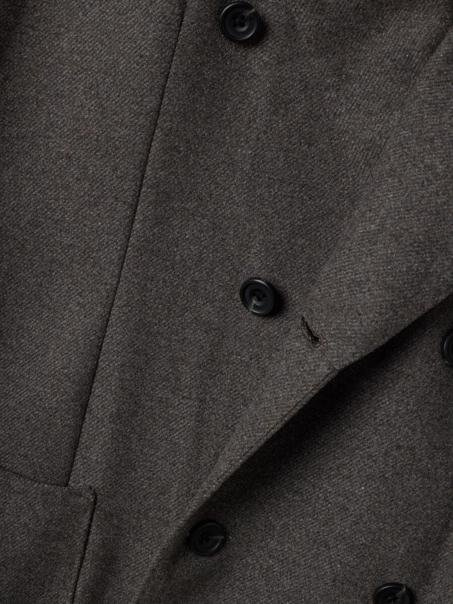 Blazer grigio taupe in flanella di misto lana e viscosa regular fit_1