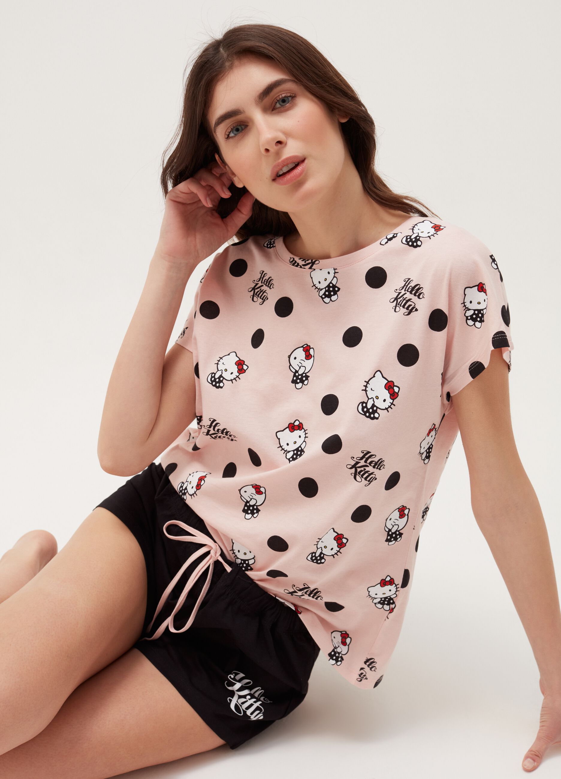 Polka dot cotton pyjamas with Hello Kitty