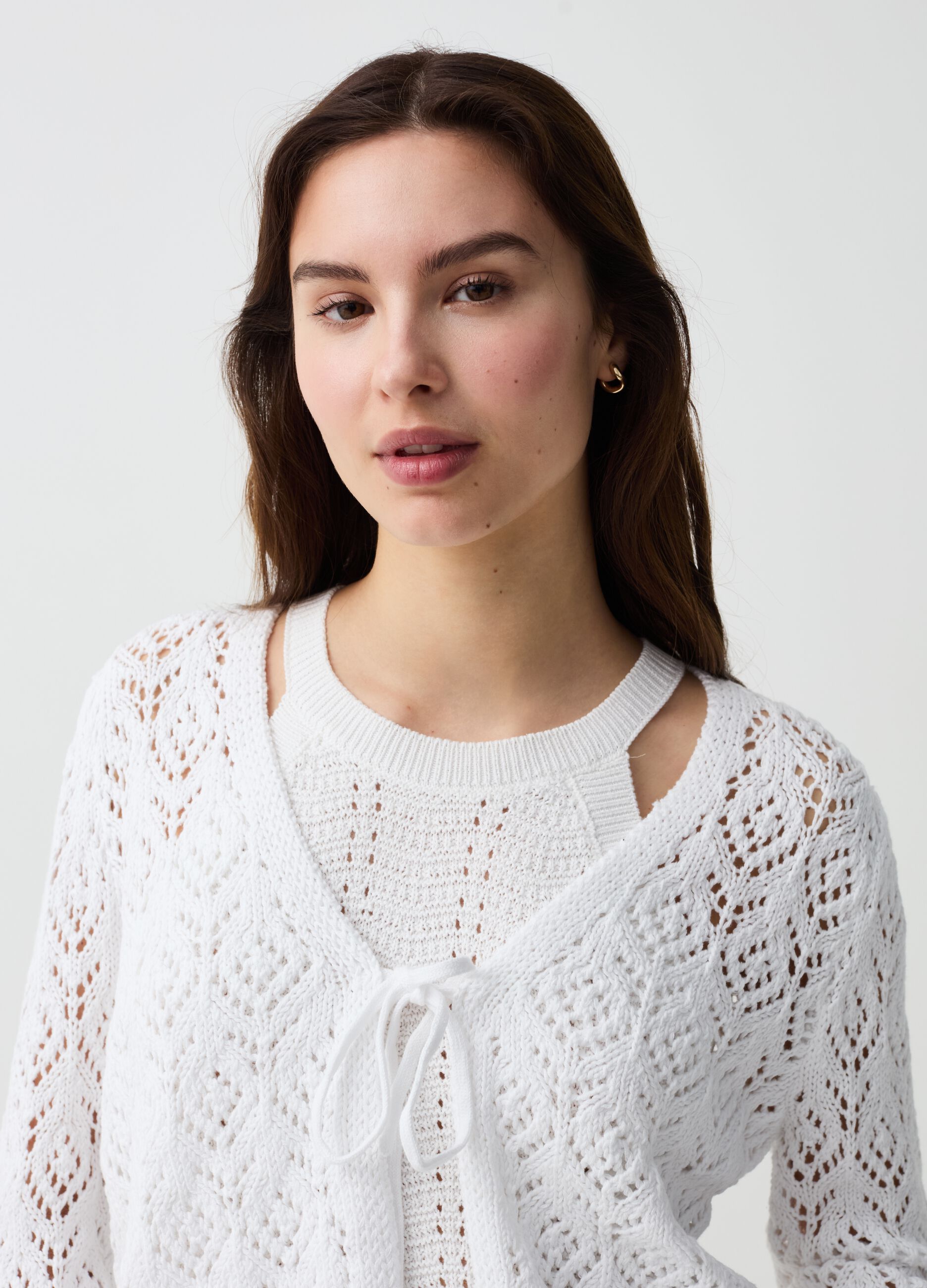 Crochet cardigan with laces