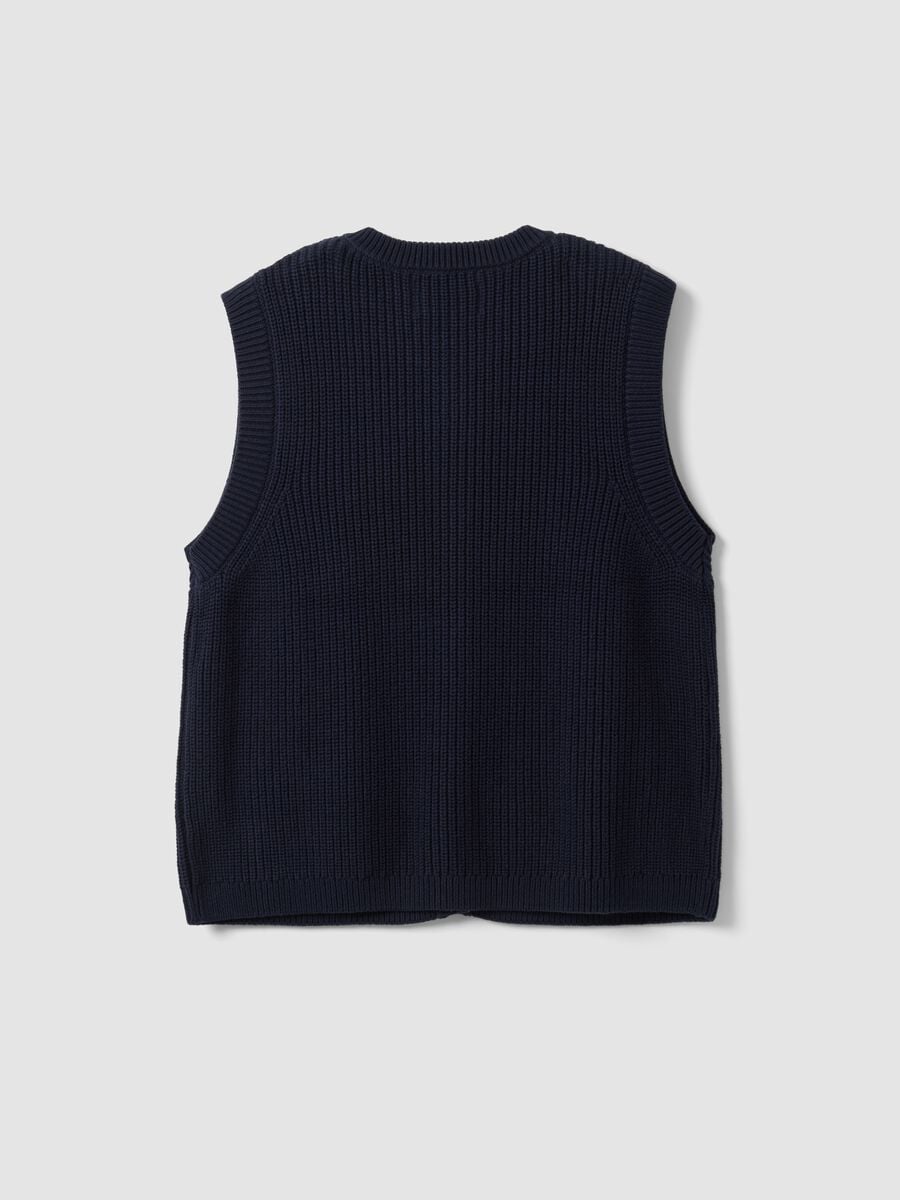 Blue pure-cotton knitted gilet in a regular fit_6