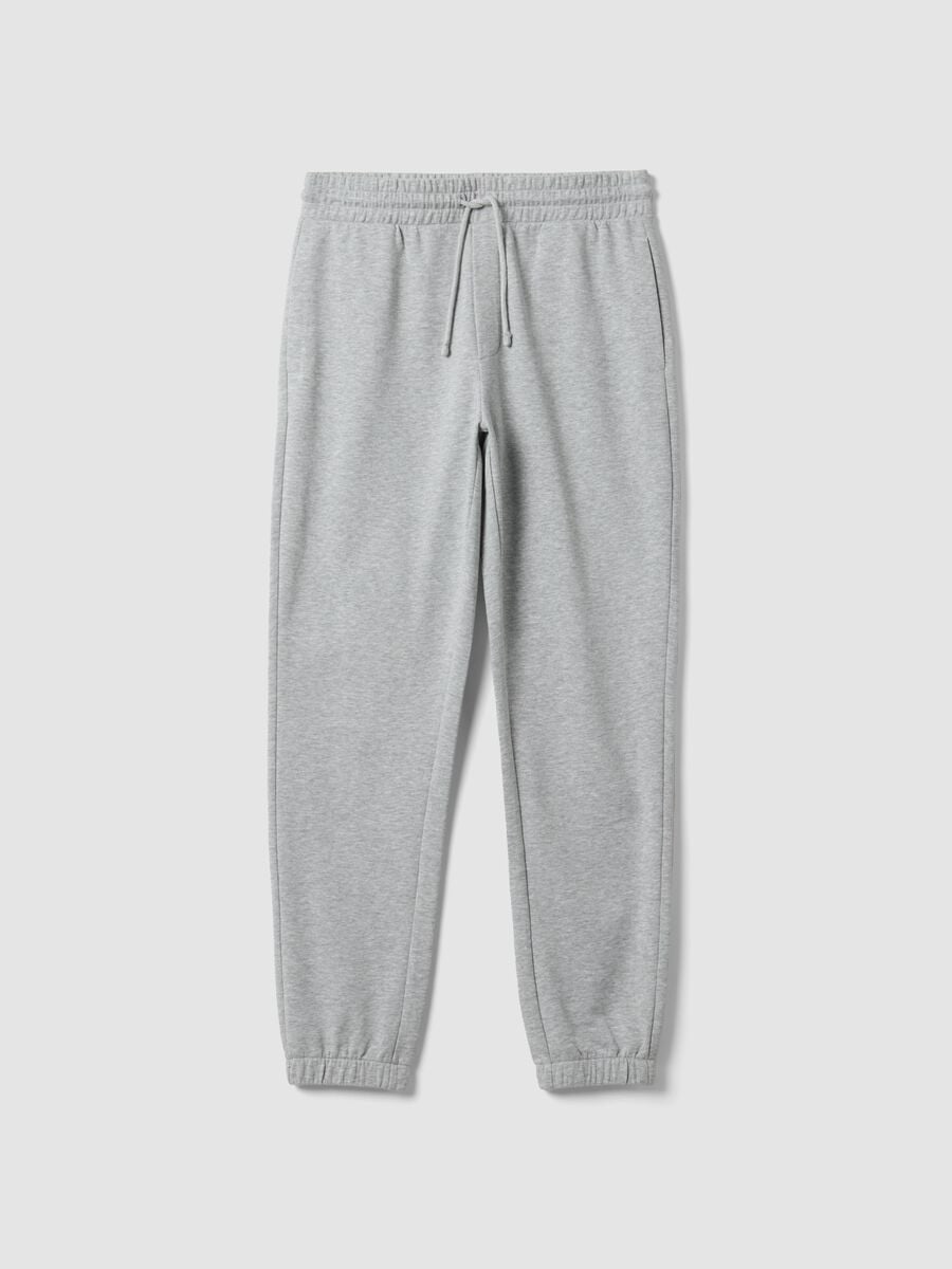 Pantaloni jogger grigi in misto cotone regular fit_0