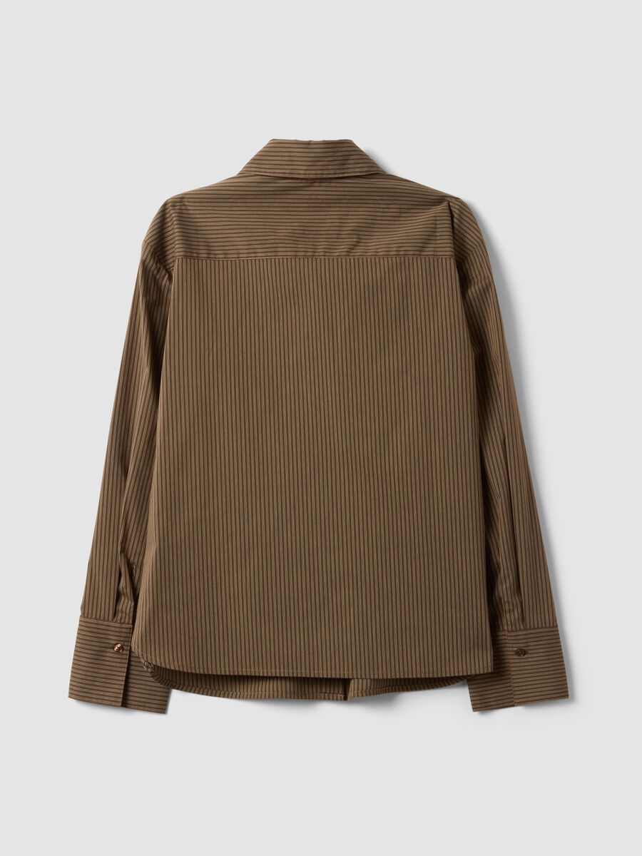 Brown striped stretch-cotton shirt with matching tie_6