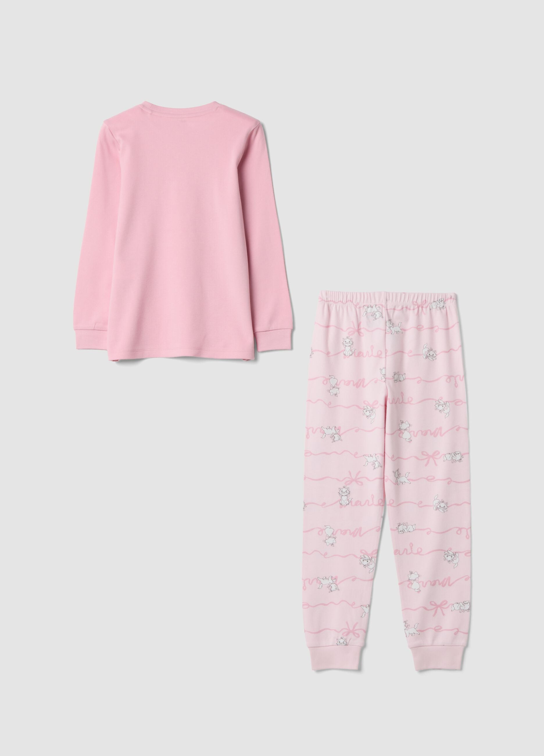 Pink organic cotton pyjamas with Aristocats print