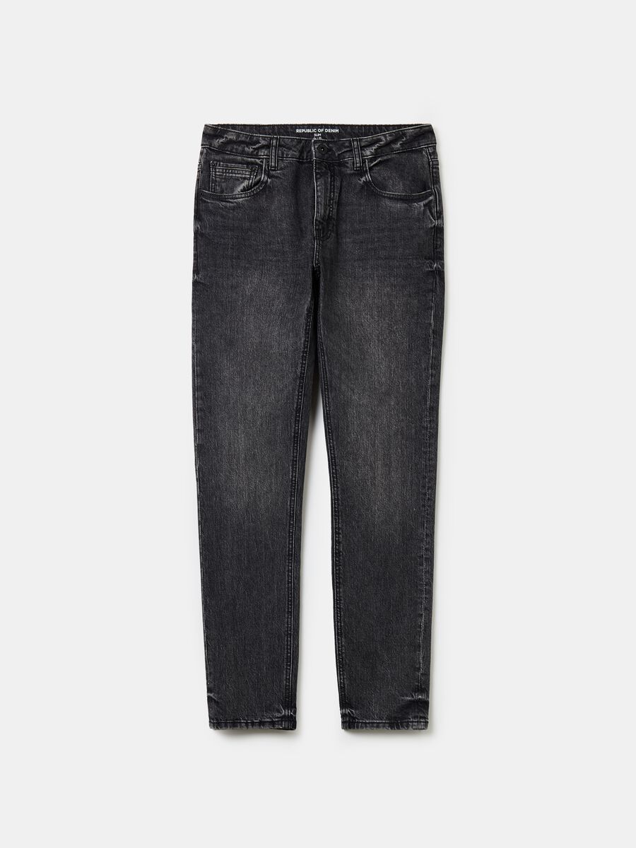 Jeans slim fit acid wash con scoloriture_4