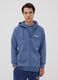 Blue cotton-blend hooded sweatshirt with logo_0