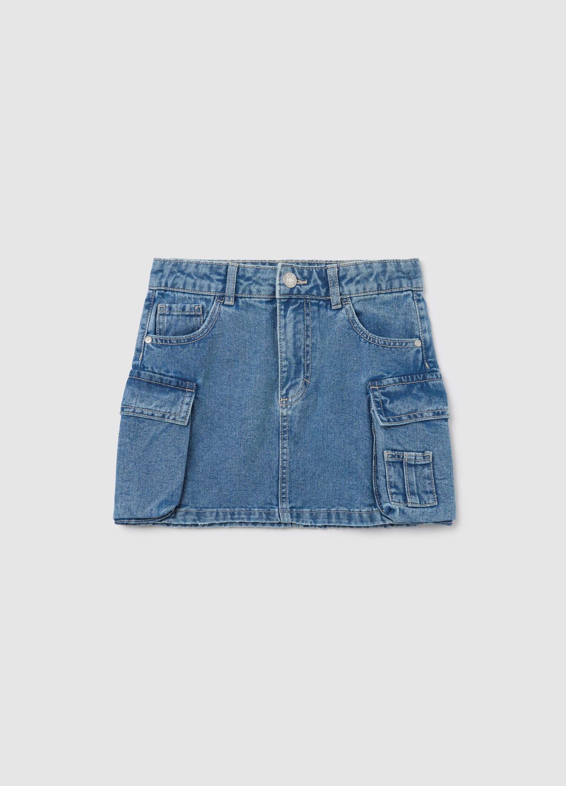 Cargo miniskirt in denim