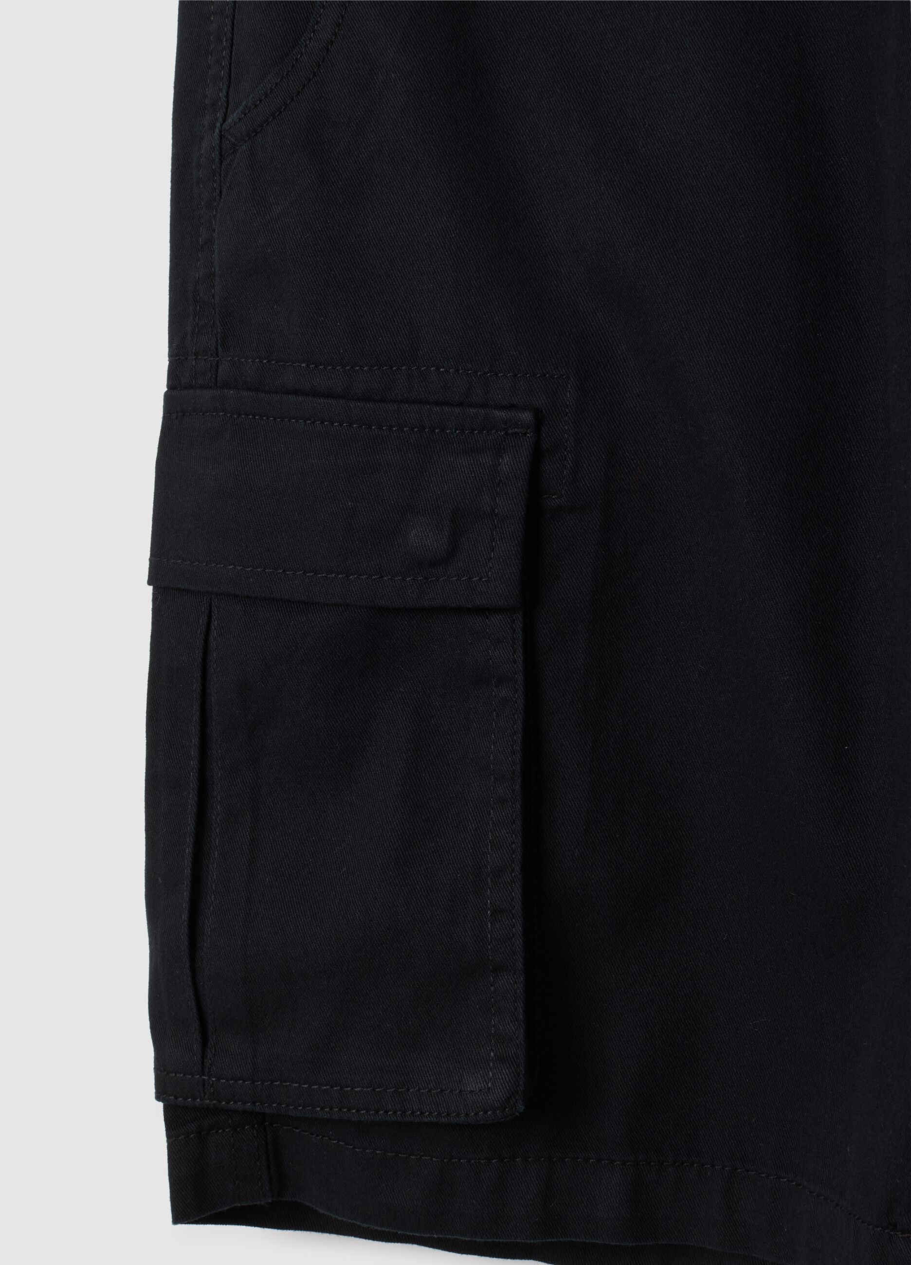 Men's regular fit black cotton shorts