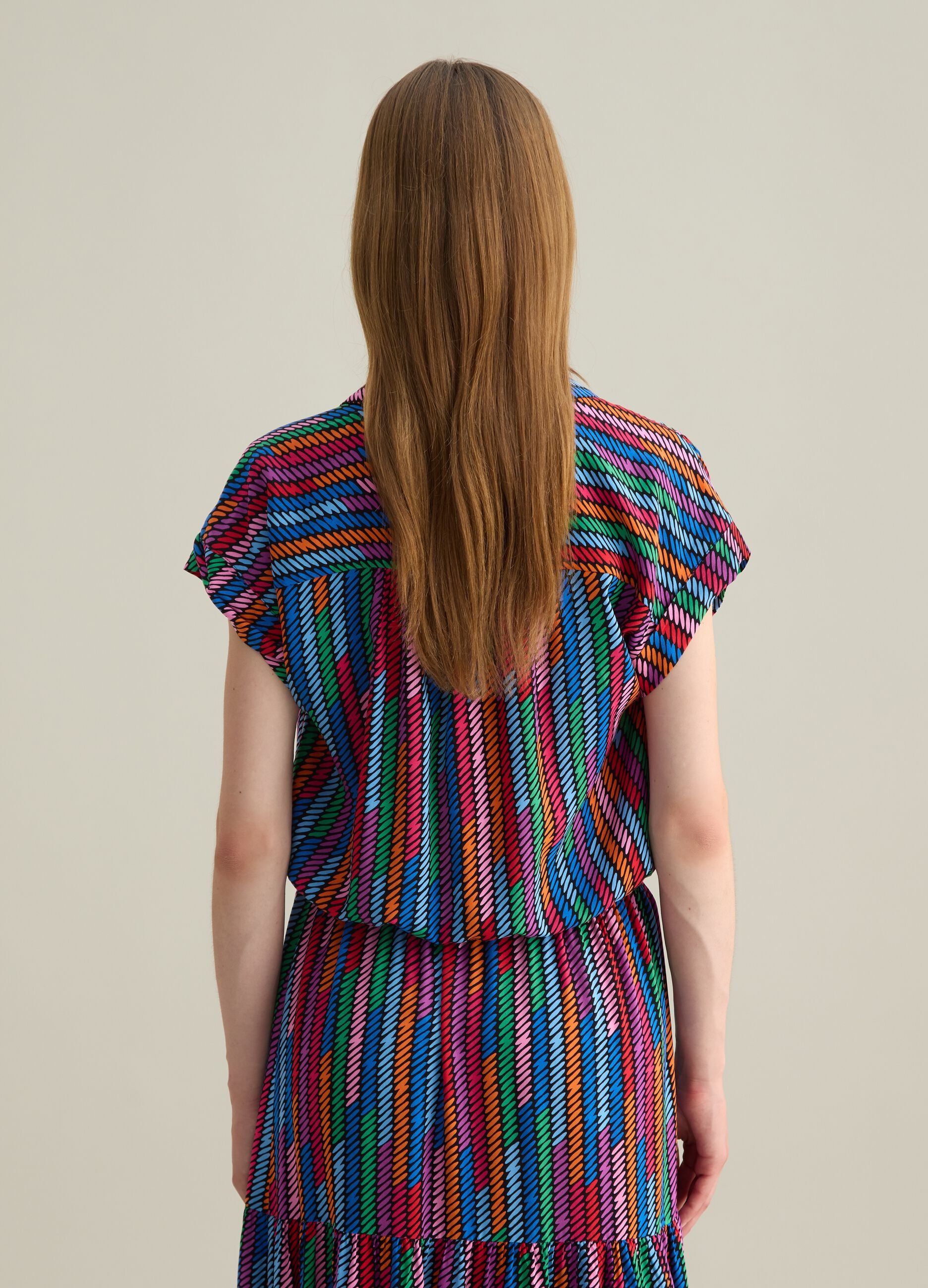 Women's viscose multicolour regular fit shirt with knot