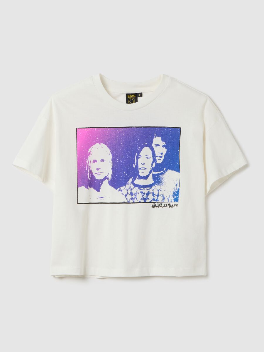 White boxy-fit T-shirt with Nirvana print_4