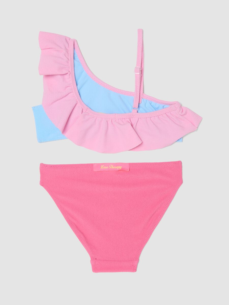 Pink stretch bikini with frill detailing_1