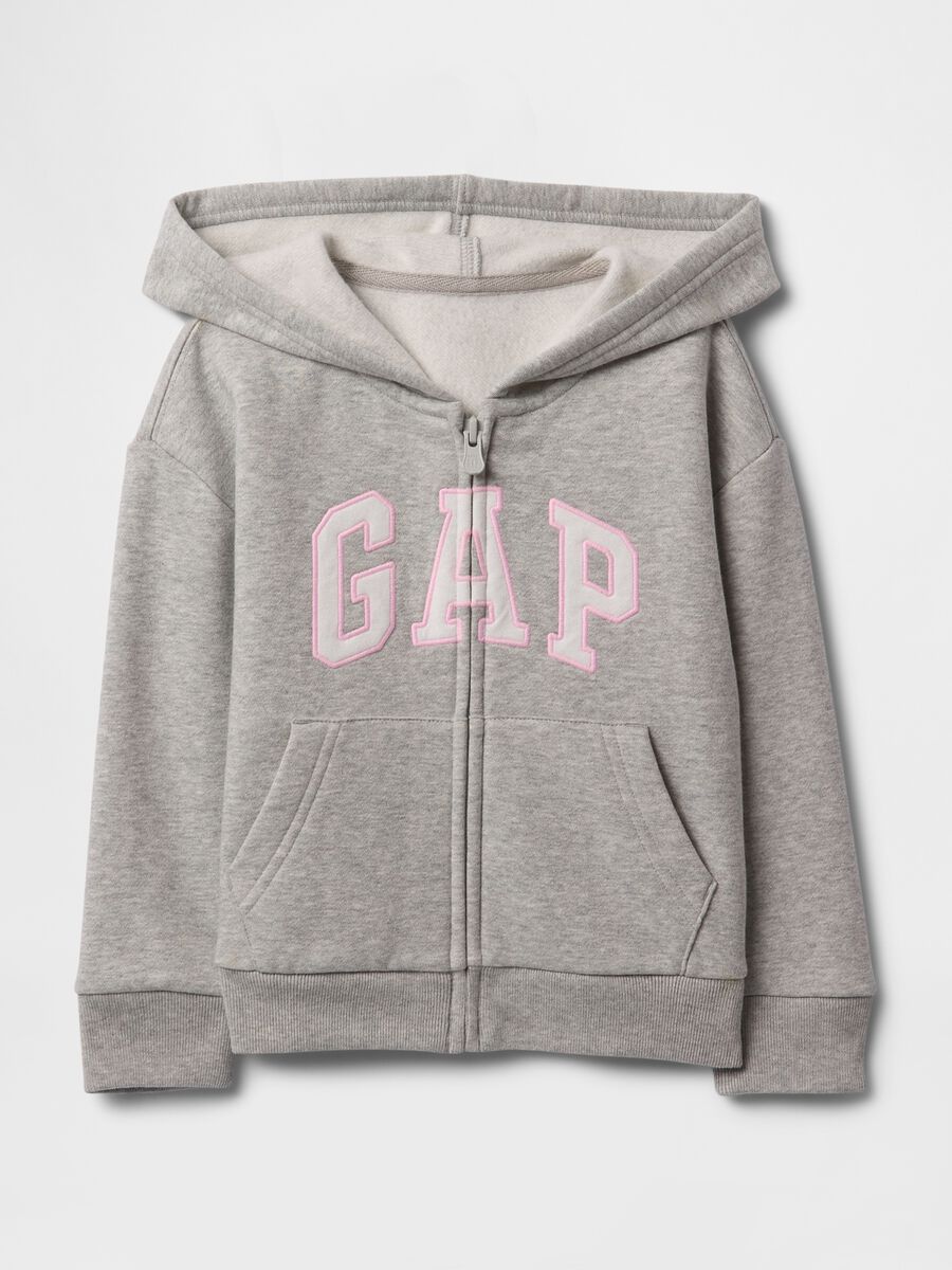 Felpa in misto cotone regular fit con zip e logo_0