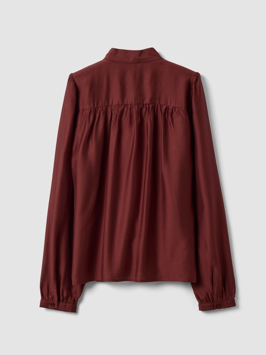 Camicia rossa in misto viscosa con fiocco al collo_6