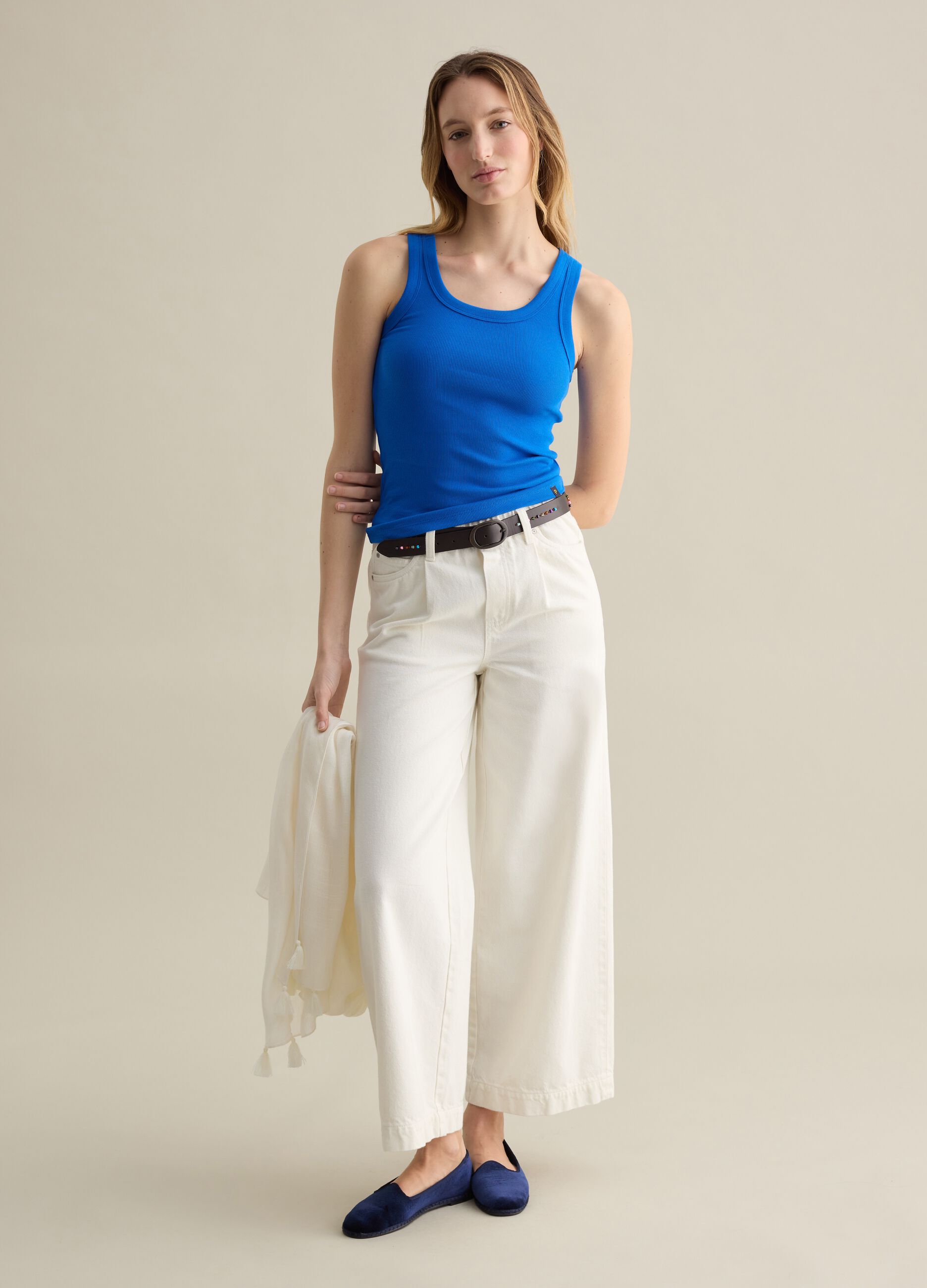 Cream scarf with tassels