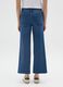 Blue Wide Leg Stretch Cotton Blend Jeans_4
