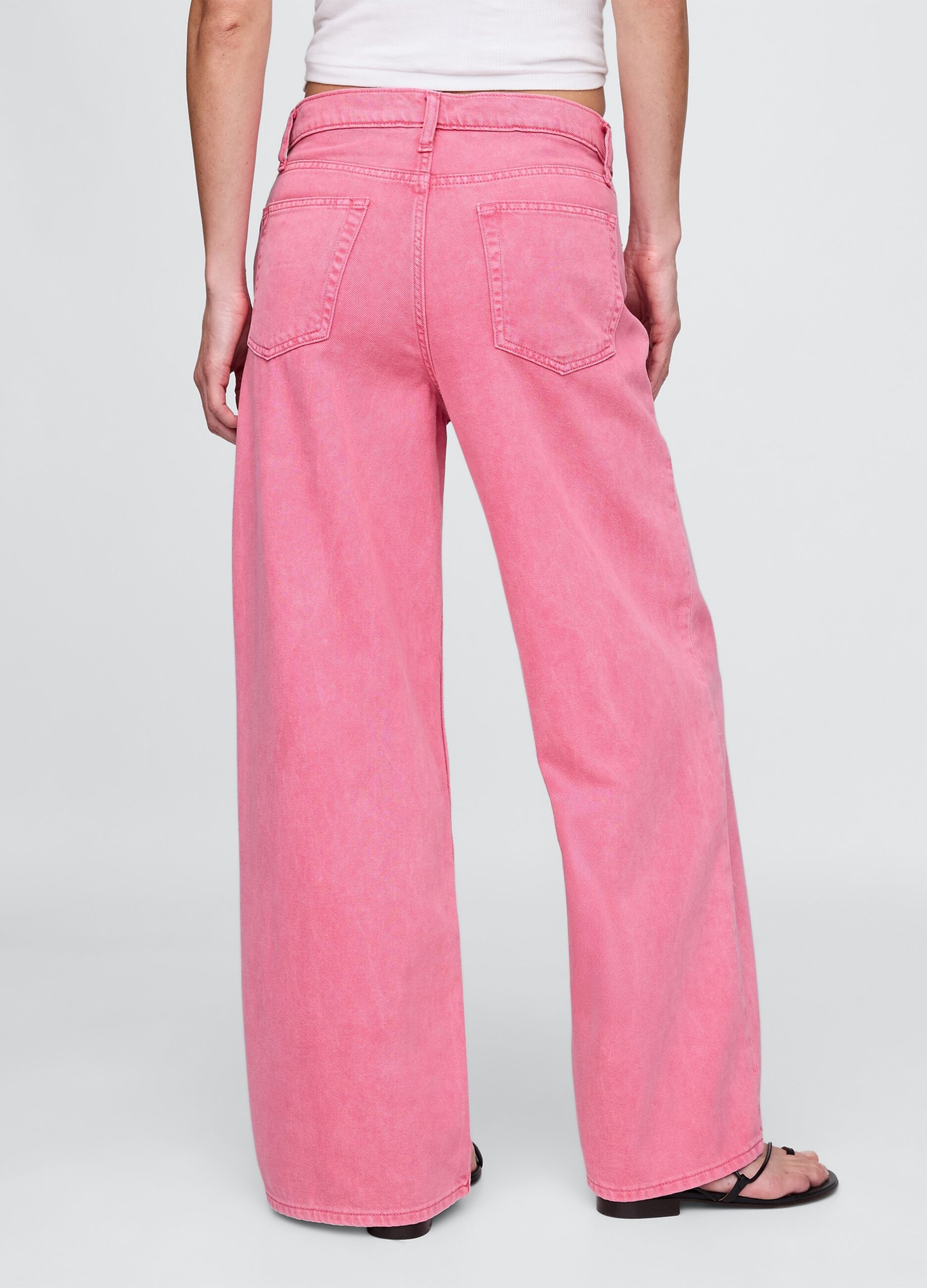 Pantaloni wide leg in denim rosa Gap