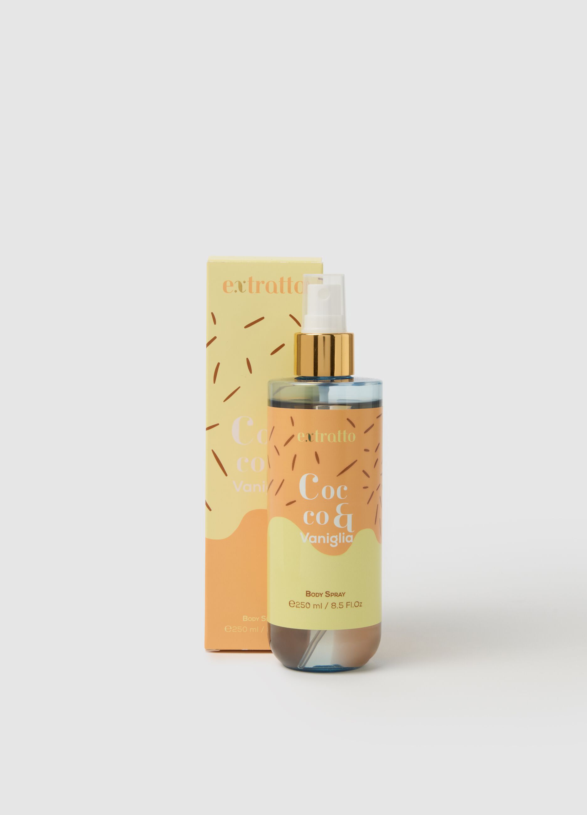 Body Spray with coconut and vanilla notes, exotic and fresh, sweet and enveloping.